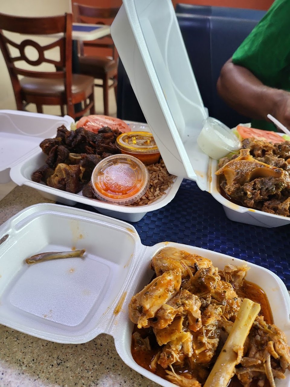 Prepared dishes with rice and sauces